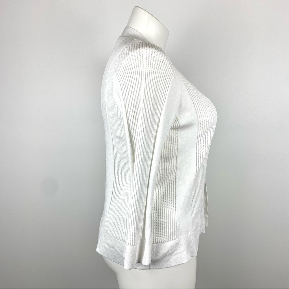 Cyrus Open Front White Cardigan Long Sleeves Lightweight Beachy L - Picture 7 of 12